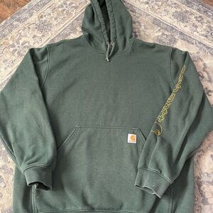 Carhartt Men's Forest Green Hoodie with Gold Accents